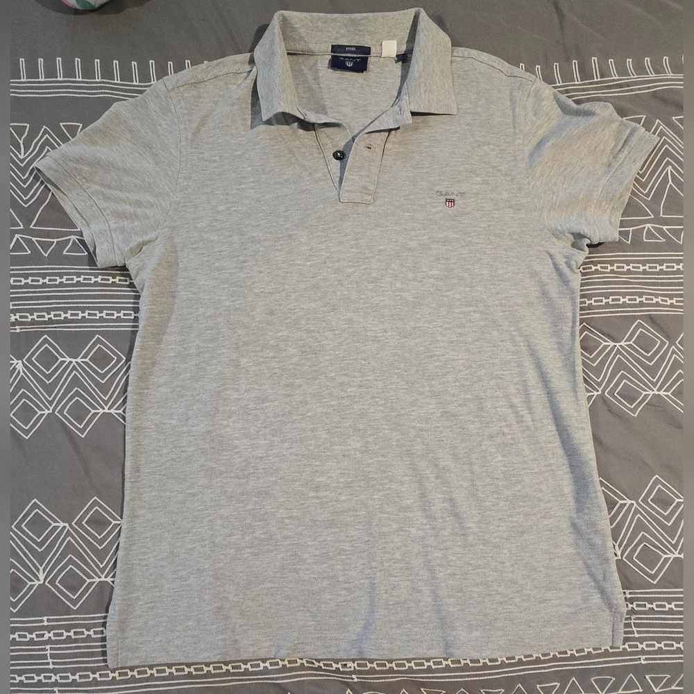 Mens Gant Grey Fitted Polo Shirt Size Medium